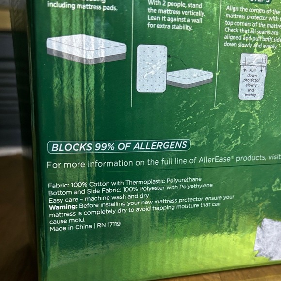 Allerease Full Cotton Fresh Waterproof Allergen Barrier Mattress Protector NEW - Picture 8 of 9
